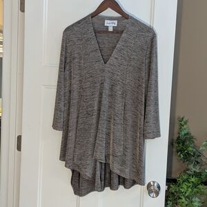 Joseph Ribkoff Heathered Gray V‑Neck Tunic. Size 14.